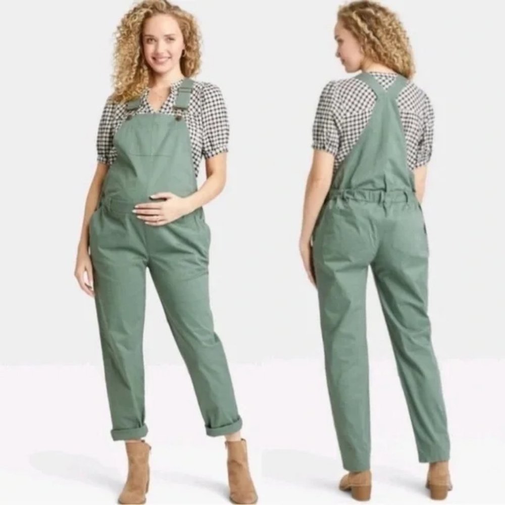Hatch Nines Green Maternity Overalls